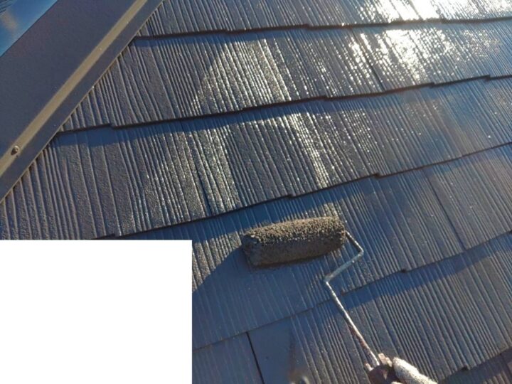 【屋根】上塗り施工中