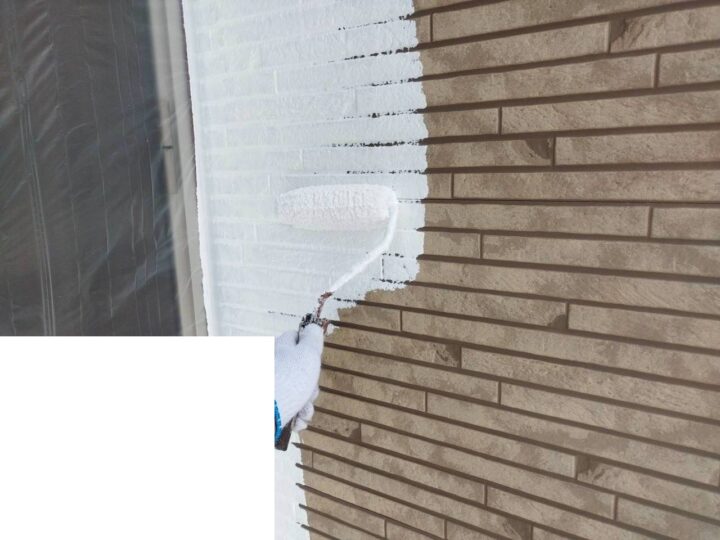 【外壁】下塗り施工中