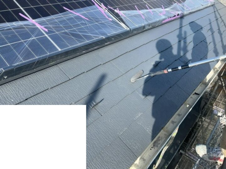 【屋根】上塗り施工中